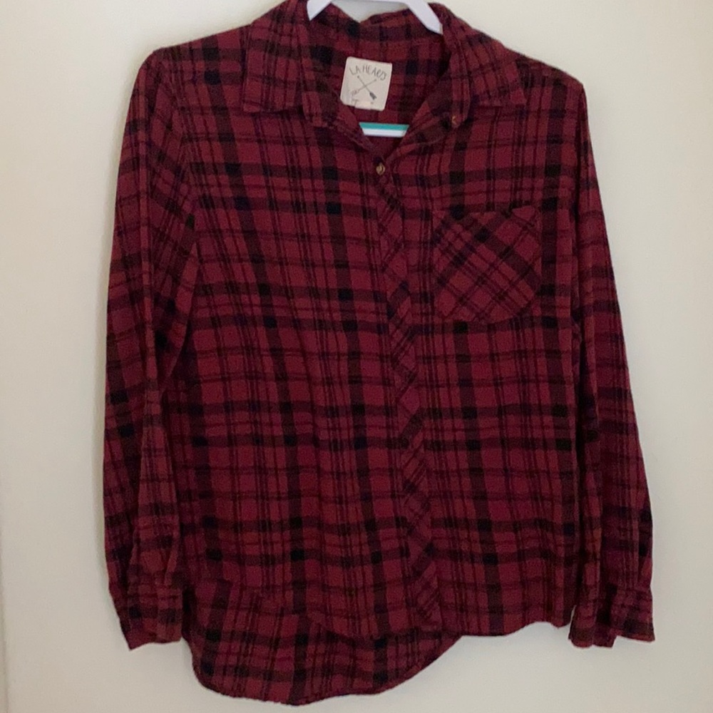Maroon and black flannel